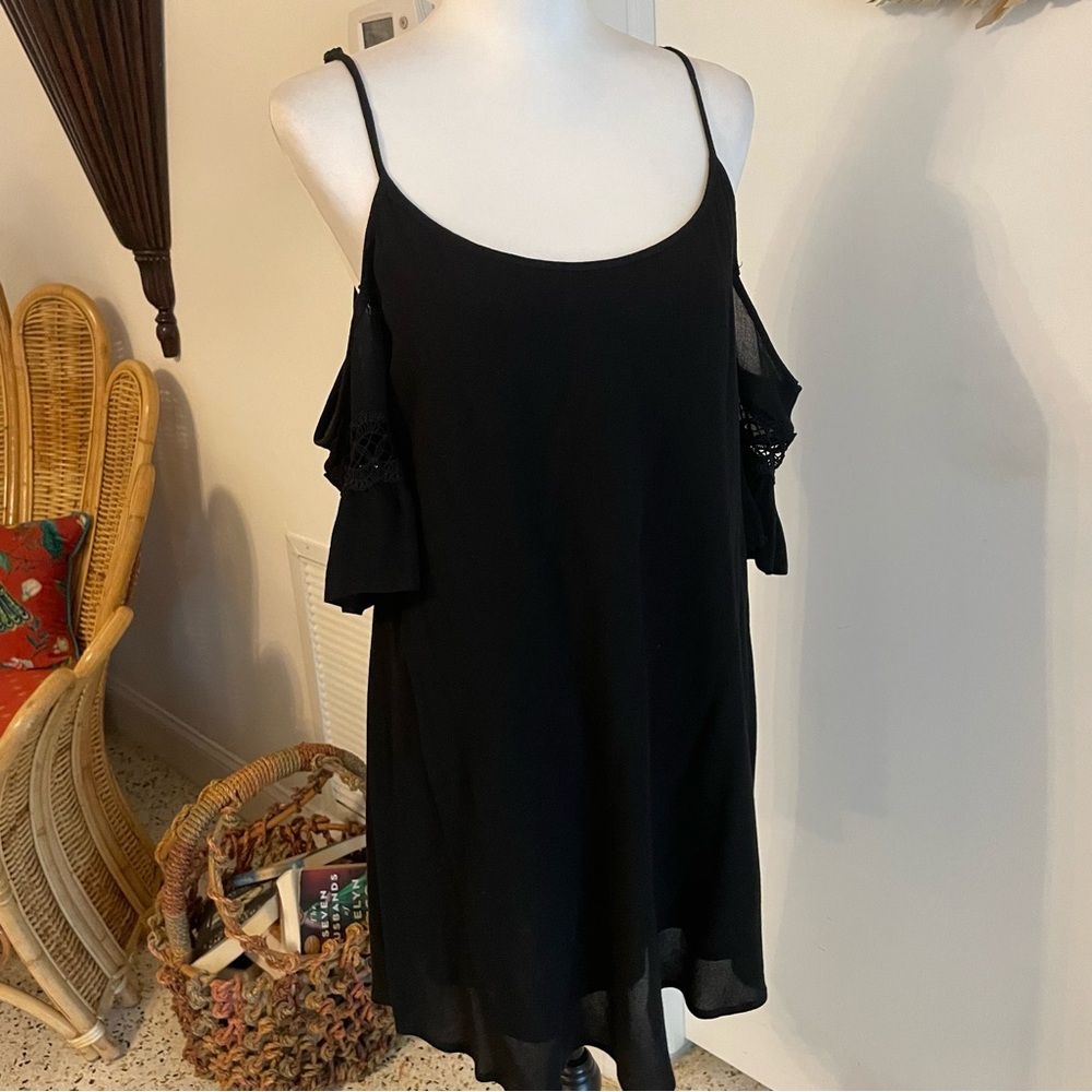 Cotton Candy Black Sundress! Spaghetti Straps with Off Shoulder Sleeves!